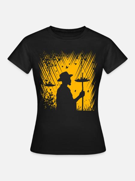 Vogelfütterung - Frauen T-Shirt - Schwarz