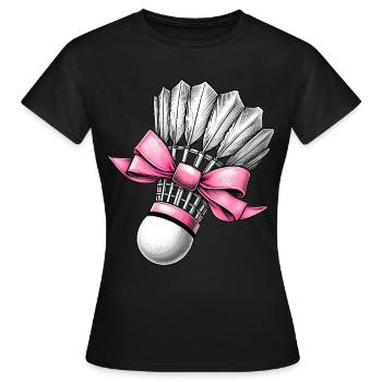 Coquette noeud Badminton Volant Ruban Rose Maman - T-shirt Femme - noir - Devant - AI Model Female 172 dark (172cm)