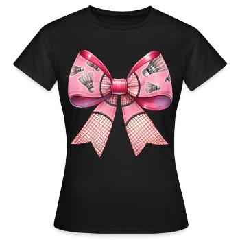 Coquette Bow Ribbon Raquette de Badminton - T-shirt Femme - noir - Devant - AI Model Female 172 dark (172cm)