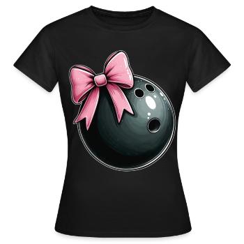 Coquette bowling bowling équipe Ruban rose - T-shirt Femme - noir - Devant - AI Model Female 172 dark (172cm)