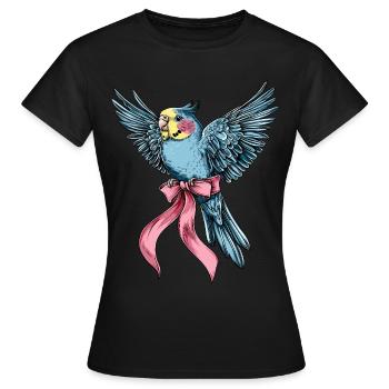 Coquette Bow Perruche Perruche Perroquet - T-shirt Femme - noir - Devant - AI Model Female 172 dark (172cm)