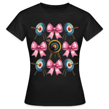 Coquette Bow Archery Bow and Arrow - Women's T-Shirt - black - Front - AI Model Female 172 dark (172cm)