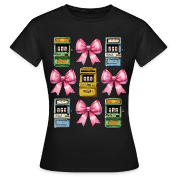 Coquette Bow Spielautomat Glücksspiel Gambler - Frauen T-Shirt - Schwarz - Vorne - AI Model Female 172 dark (172cm)