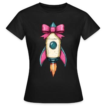 Coquette proue fusée spatiale navette spatiale - T-shirt Femme - noir - Devant - AI Model Female 172 dark (172cm)