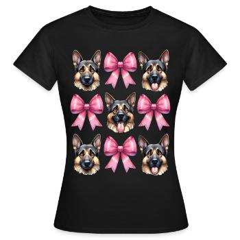 Coquette noeud berger allemand maman ruban rose - T-shirt Femme - noir - Devant - AI Model Female 172 dark (172cm)