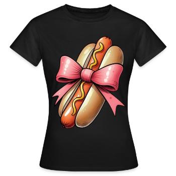 Coquette Bow Hot Dog Hot Dog Mother's Day Pink - Women's T-Shirt - black - Front - AI Model Female 172 dark (172cm)