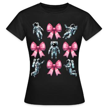Coquette noeud astronaute espace ruban rose maman - T-shirt Femme - noir - Devant - AI Model Female 172 dark (172cm)