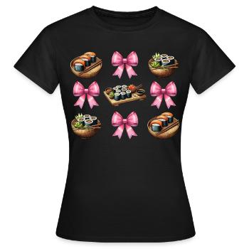 Coquette noeud sushi cuisine japonaise ruban rose - T-shirt Femme - noir - Devant - AI Model Female 172 dark (172cm)