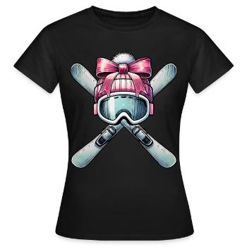 Coquette Bogen Skifahren Ski Mom Mütter Tag rosa - Frauen T-Shirt - Schwarz - Vorne - AI Model Female 172 dark (172cm)