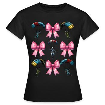Coquette Bow Parachutisme - T-shirt Femme - noir - Devant - AI Model Female 172 dark (172cm)