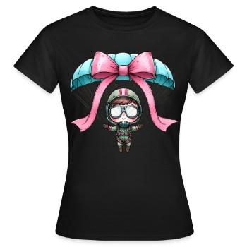 Coquette Bow Parachutisme - T-shirt Femme - noir - Devant - AI Model Female 172 dark (172cm)