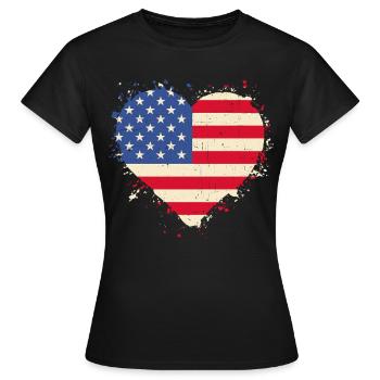 Veteran Herz USA - Frauen T-Shirt - Schwarz - Vorne - AI Model Female 172 dark (172cm)