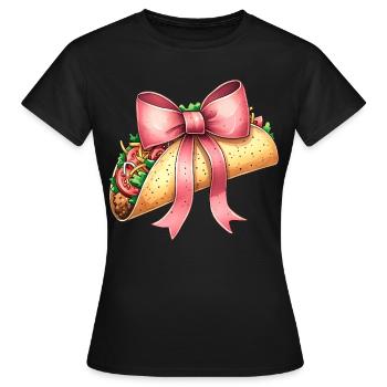 Coquette Bow Tacos Cuisine Mexicaine Ruban Rose - T-shirt Femme - noir - Devant - AI Model Female 172 dark (172cm)