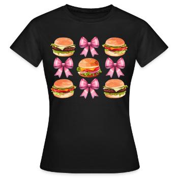 Coquette Bow Burger Hamburger Ruban Rose Maman - T-shirt Femme - noir - Devant - AI Model Female 172 dark (172cm)