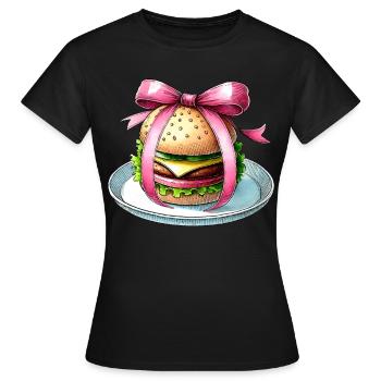 Coquette Bow Burger Hamburger Ruban Rose Maman - T-shirt Femme - noir - Devant - AI Model Female 172 dark (172cm)