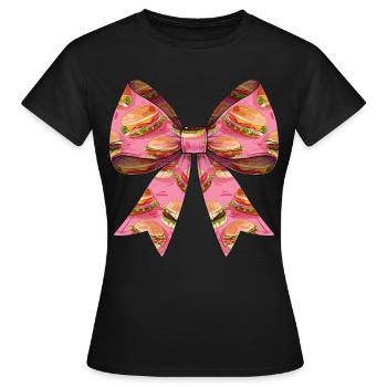 Coquette Bow Burger Hamburger Ruban Rose Maman - T-shirt Femme - noir - Devant - AI Model Female 172 dark (172cm)
