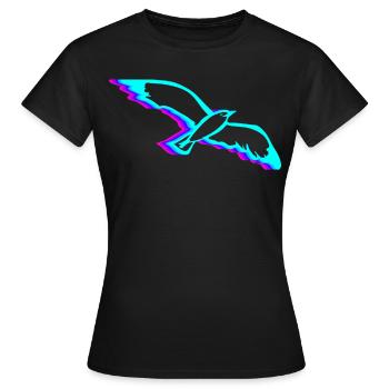 Retro Seemöwe Seemöwe Seevogel Vaporwave - Frauen T-Shirt - Schwarz - Vorne - AI Model Female 172 dark (172cm)