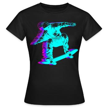 Skateboarder rétro Skateboarder Skateboard - T-shirt Femme - noir - Devant - AI Model Female 172 dark (172cm)