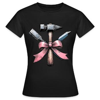 Coquette Bogen Bildhauer Sculptor Mom Ribbon Rosa - Frauen T-Shirt - Schwarz - Vorne - AI Model Female 172 dark (172cm)