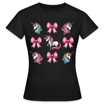 Coquette Schleife Einhorn Mütter Tag rosa Schleife - Frauen T-Shirt - Schwarz - Vorne - AI Model Female 172 dark (172cm)