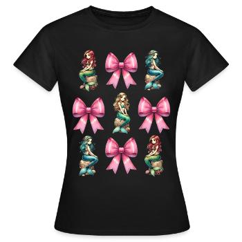 Coquette noeud Sirène Fille Ruban Rose - T-shirt Femme - noir - Devant - AI Model Female 172 dark (172cm)