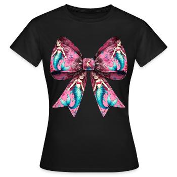 Coquette noeud Sirène Fille Ruban Rose - T-shirt Femme - noir - Devant - AI Model Female 172 dark (172cm)