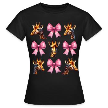 Coquette Bogen Giraffe Mädchen Mama Muttertag rosa - Frauen T-Shirt - Schwarz - Vorne - AI Model Female 172 dark (172cm)