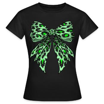 Coquette Bow Guépard Imprimé Animal Vert Anis - T-shirt Femme - noir - Devant - AI Model Female 172 dark (172cm)