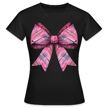 Coquette archet trompette instrument motif - T-shirt Femme - noir - Devant - AI Model Female 172 dark (172cm)