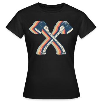 Axt-Werfen Axt-Werfer Retro Line Art - Frauen T-Shirt - Schwarz - Vorne - AI Model Female 172 dark (172cm)