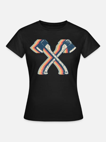 Axt-Werfen Axt-Werfer Retro Line Art - Frauen T-Shirt - Schwarz