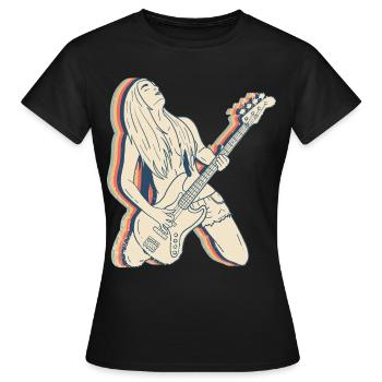 Bassist Bassist Guitarist Guitar Retro - Women's T-Shirt - black - Front - AI Model Female 172 dark (172cm)