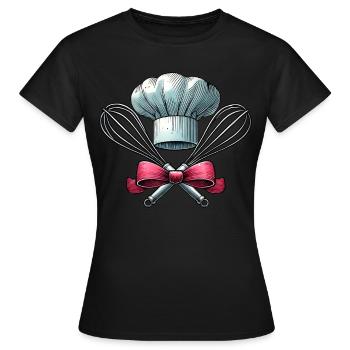 Coquette Schleife Backen Chefkoch Hut Schneebesen - Frauen T-Shirt - Schwarz - Vorne - AI Model Female 172 dark (172cm)