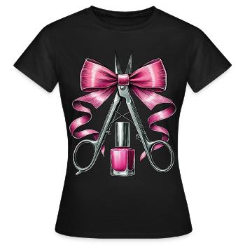 Coquette Bow Nail Tech Esthéticienne - T-shirt Femme - noir - Devant - AI Model Female 172 dark (172cm)