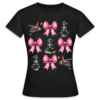 Coquette Bow Pompier Pompier - T-shirt Femme - noir - Devant - AI Model Female 172 dark (172cm)