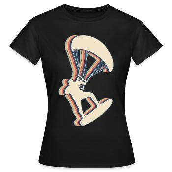 Kitesurfing Kite Surfer Retro Line Art - Women's T-Shirt - black - Front - AI Model Female 172 dark (172cm)