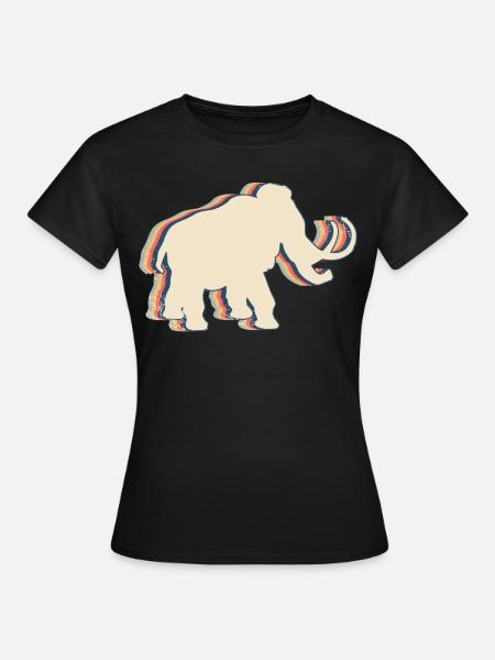 Mammut Elefant Retro Line Art - Frauen T-Shirt - Schwarz