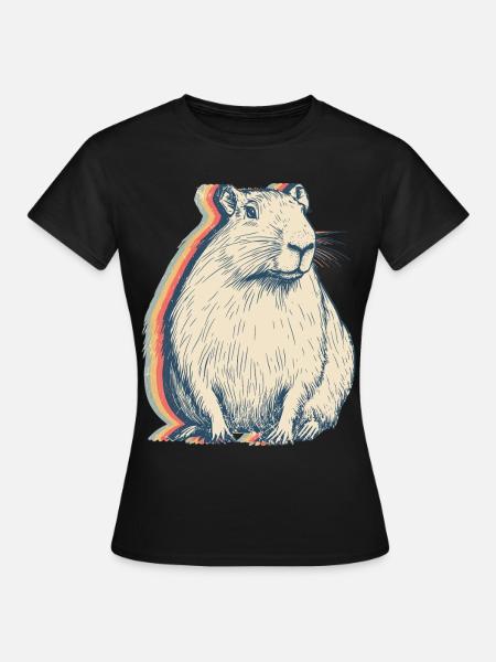 Capybara Capibara Retro-Linienkunst - Frauen T-Shirt - Schwarz