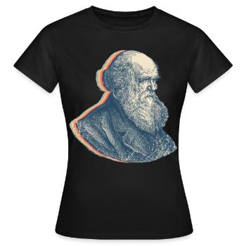 Charles Darwin Théorie de l’évolution Rétro Line Art - T-shirt Femme - noir - Devant - AI Model Female 172 dark (172cm)