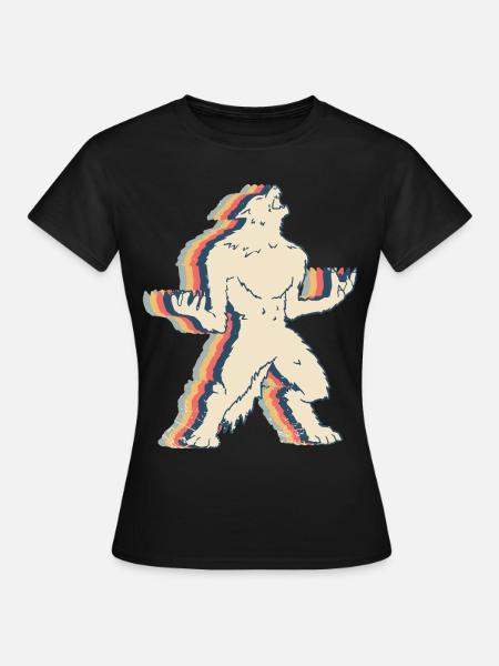 Werwolf Wolf Retro Line Art - Frauen T-Shirt - Schwarz