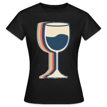 Weintrinkender Trinker Retro Line Art - Frauen T-Shirt - Schwarz - Vorne - AI Model Female 172 dark (172cm)