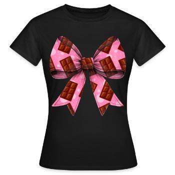 Motif de barre chocolatée Coquette Bow - T-shirt Femme - noir - Devant - AI Model Female 172 dark (172cm)