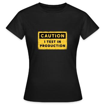 Je teste dans la mise en garde de production attention signe chemise - T-shirt Femme - noir - Devant - AI Model Female 172 dark (172cm)