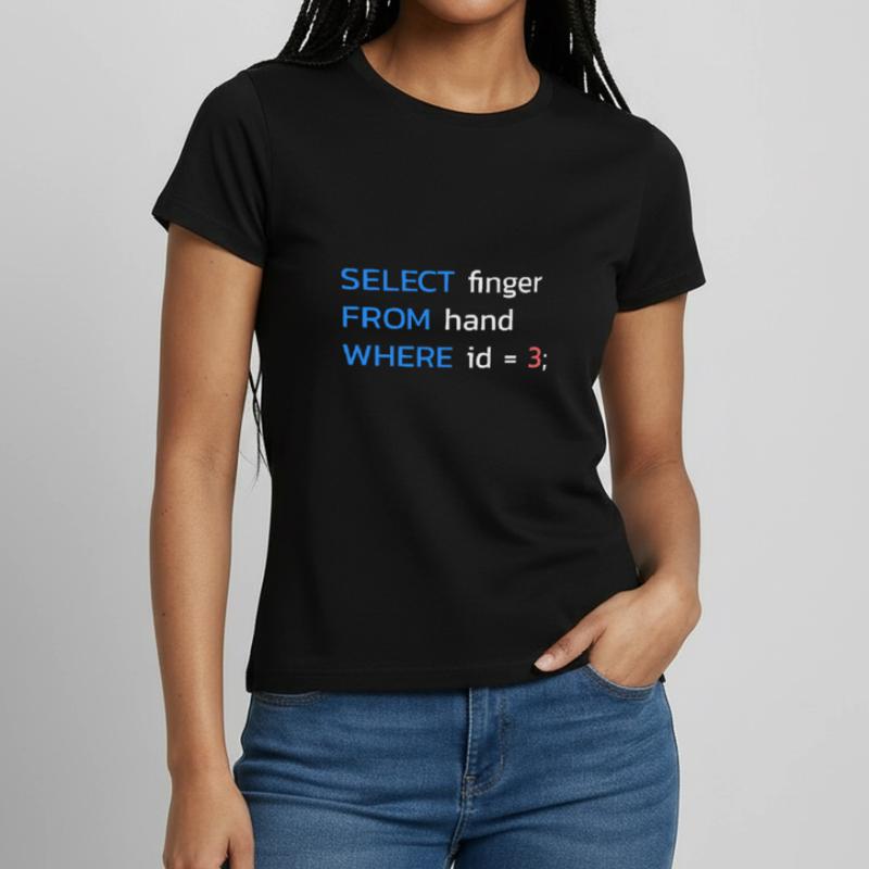 Lustiges SQL Mittelfinger Programmierer Frauen T-Shirt