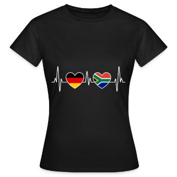 Afrique du Sud Allemagne Herzschlag EKG - voyage - T-shirt Femme - noir - Devant - AI Model Female 172 dark (172cm)
