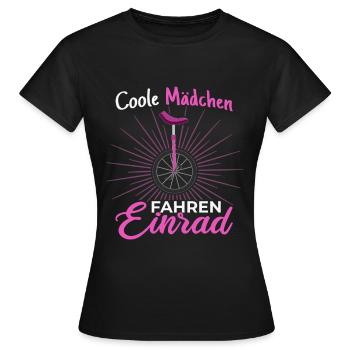 Cool girls ride unicycle - Women's T-Shirt - black - Front - AI Model Female 172 dark (172cm)