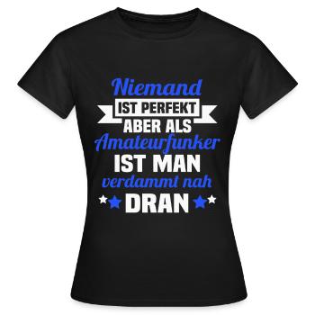 Amateurfunker Hobbyfunker Funkturm Spruch - Frauen T-Shirt - Schwarz - Vorne - AI Model Female 172 dark (172cm)