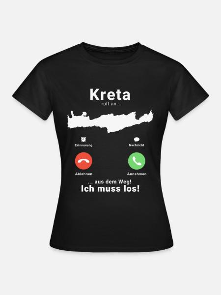 Griechenland Kreta Anruf Insel Urlaub Reise - Frauen T-Shirt - Schwarz