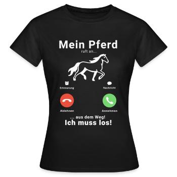 Pferd Anruf Islandppferd Reiterin Geschenkidee - Frauen T-Shirt - Schwarz - Vorne - AI Model Female 172 dark (172cm)