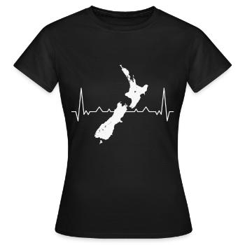 Neuseeland Herzschlag New Zealand Reise Urlaub - Frauen T-Shirt - Schwarz - Vorne - AI Model Female 172 dark (172cm)